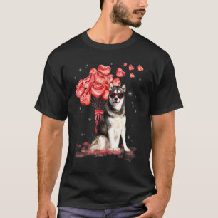 T-shirt Alaskan Malamute Coeur Valentines Jour Chien Papa 