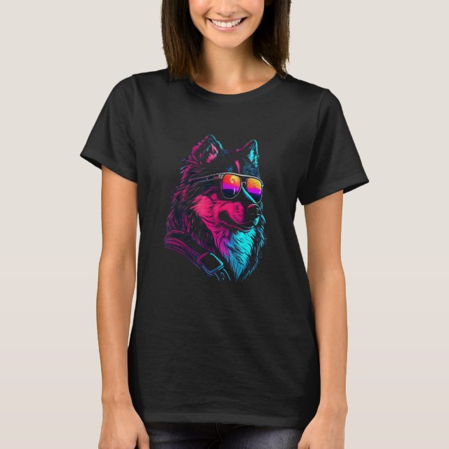 T-shirt Alaskan Malamute Dog owner Vaporwave Notorious DJ (Devant)