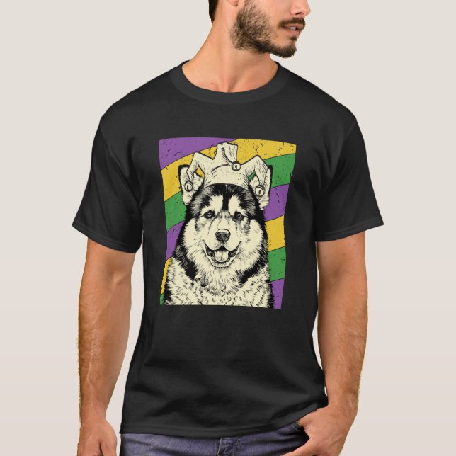 T-shirt Alaskan Malamute Jester  Mardi Gras Dog Mom or Dad (Devant)