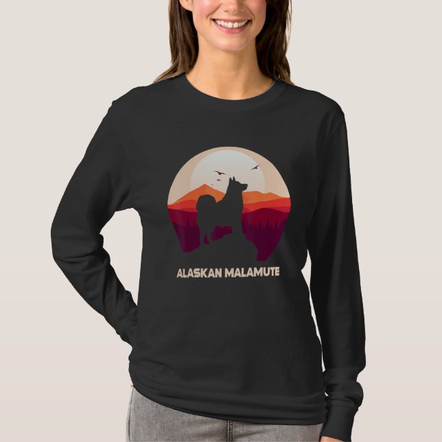 T-shirt Alaskan Malamute Moon and Halloween 1 (Devant)