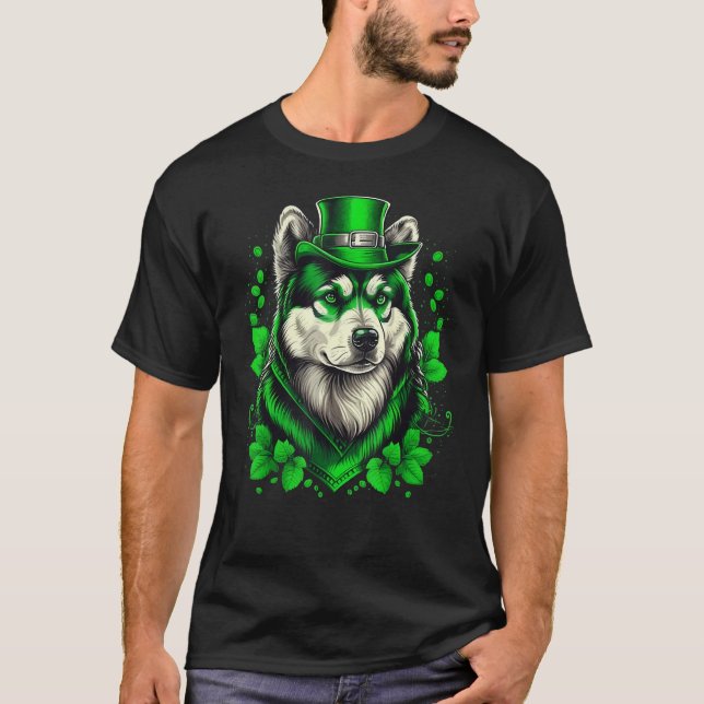 T-shirt Alaskan Malamute shamrock St Patricks Day Alaskan  (Devant)