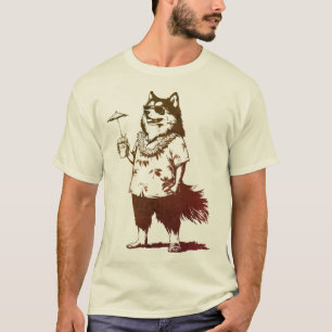 T-shirt Alaskan Malamute vacances été vacances Hawai