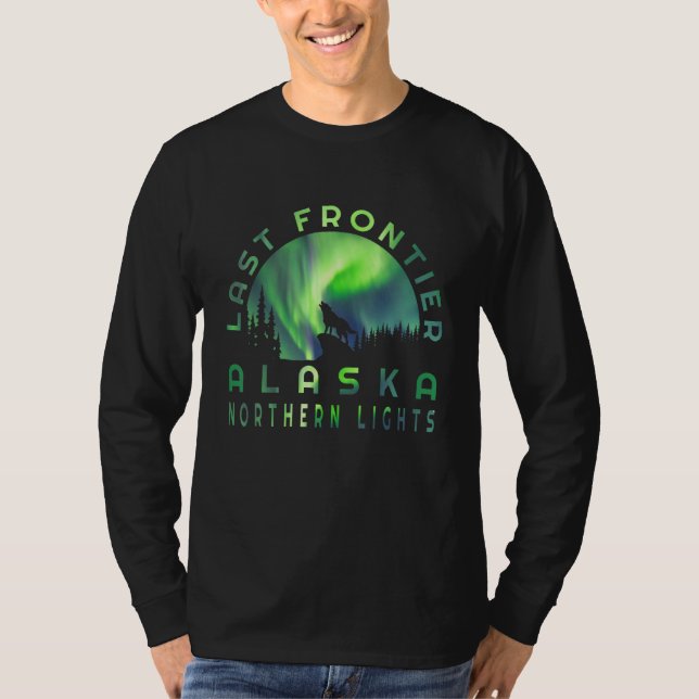 T-shirt Alaskan Northern Lights with Wolf (Devant)