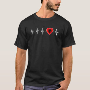 T-shirt Albanais Heartbeat I Love Albanie Flag Heart Pride