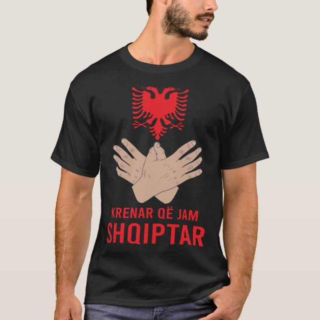 T-shirt Albania Eagle Flag Kosovo Shqiptar Krenar Qe Jam A (Devant)