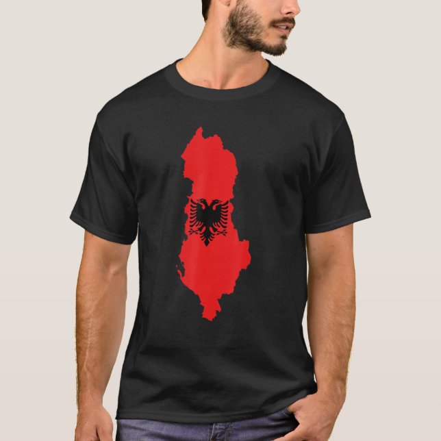 T-shirt Albania flag in Albania outline Albania (Devant)