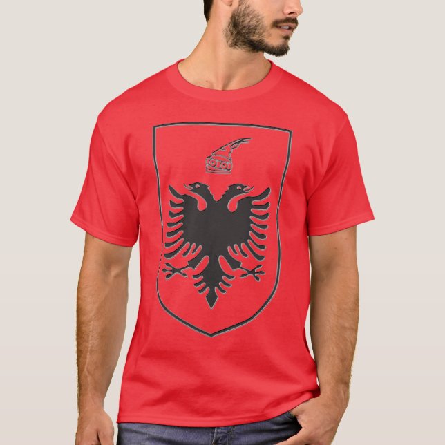 T-shirt Albania State emblème Black Steel (Devant)