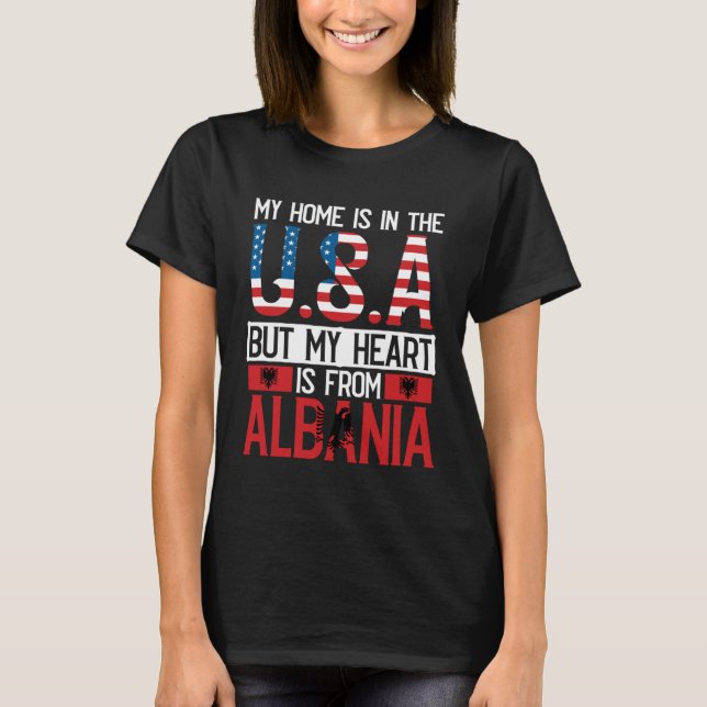 T-shirt Albanian Roots American Flag Albania Heritage (Devant)