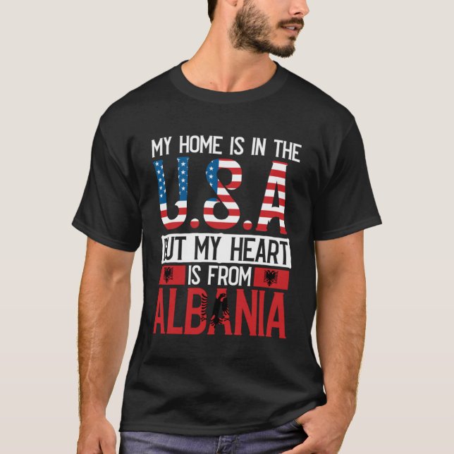 T-shirt Albanian Roots American Flag Albania Heritage (Devant)