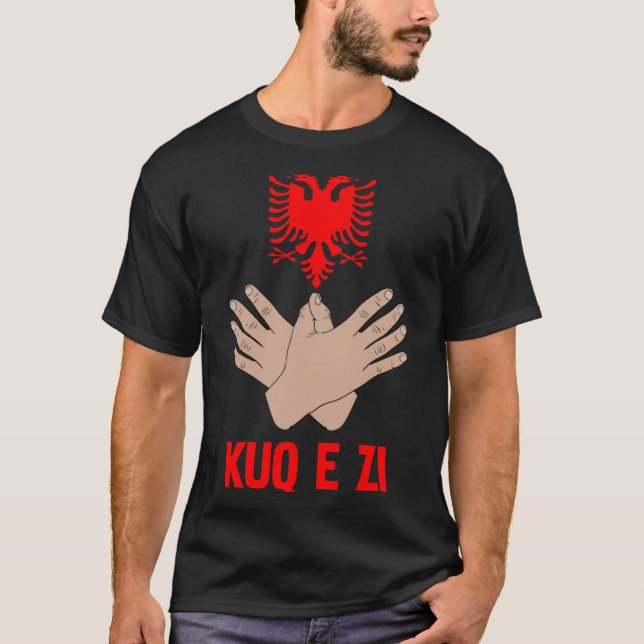 T-shirt Albanie Aigle Signe À Main Pour Albanais Et Kosova (Devant)