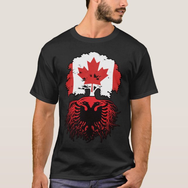 T-shirt Albanie Drapeau des racines canadiennes de l'arbre (Devant)