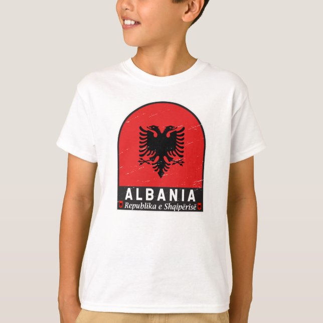 T-shirt Albanie - Emblème du drapeau (Devant)