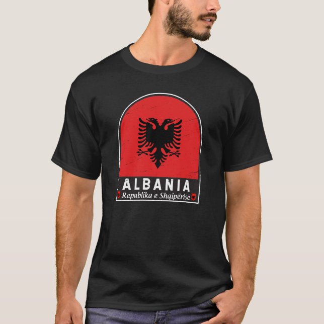 T-shirt Albanie - Emblème du drapeau (Devant)