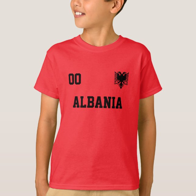 T-shirt Albanie Nom Et Numéro Personnalisés Football Jerse (Devant)