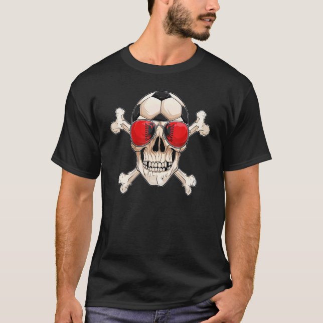 T-shirt Albanie Soccer Pirates Head Albanais (Devant)