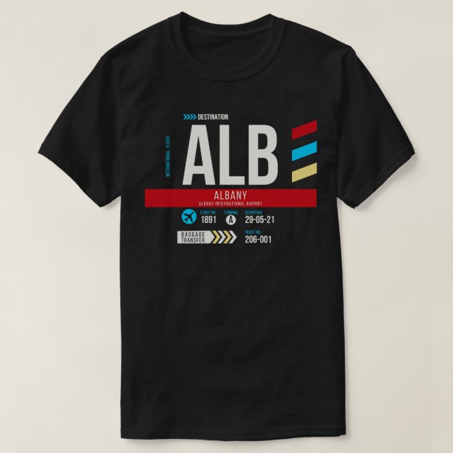 T-shirt Albany ALB Airport Code Bagages Balise 1 (Design devant)