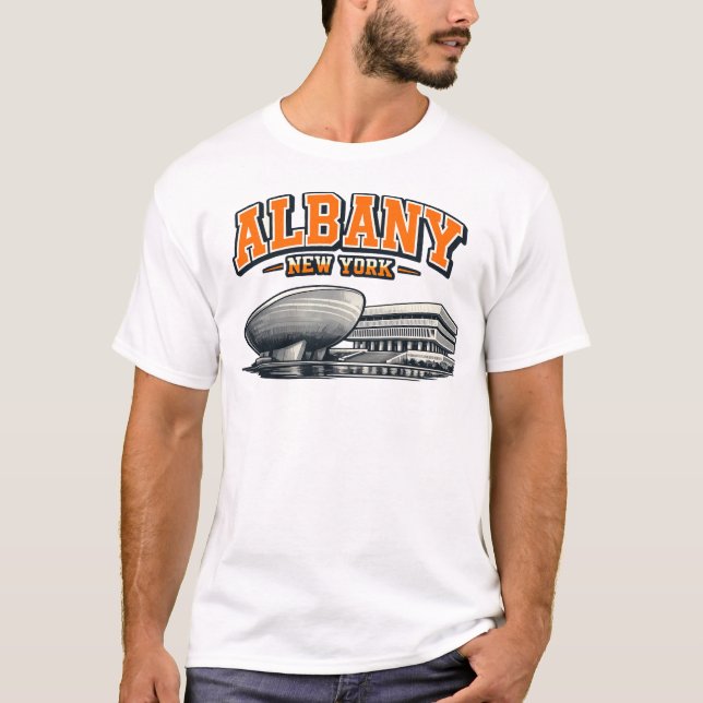 T-shirt Albany, NY The Egg Retro Collegiate Design (Devant)
