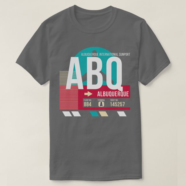 T-shirt Albuquerque ABQ Airport Code Bagages Balise E (Design devant)