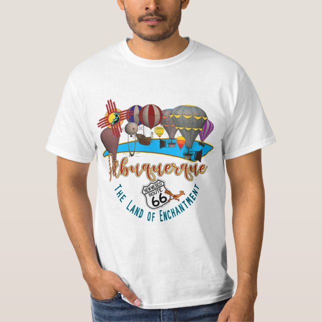 T-shirt Albuquerque Nouveau-Mexique Route 66 Hot Air Ballo (Devant)
