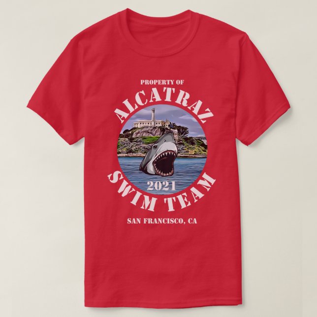 T-shirt Alcatraz Island Escape Swim Team Shark 2021 Appare (Design devant)