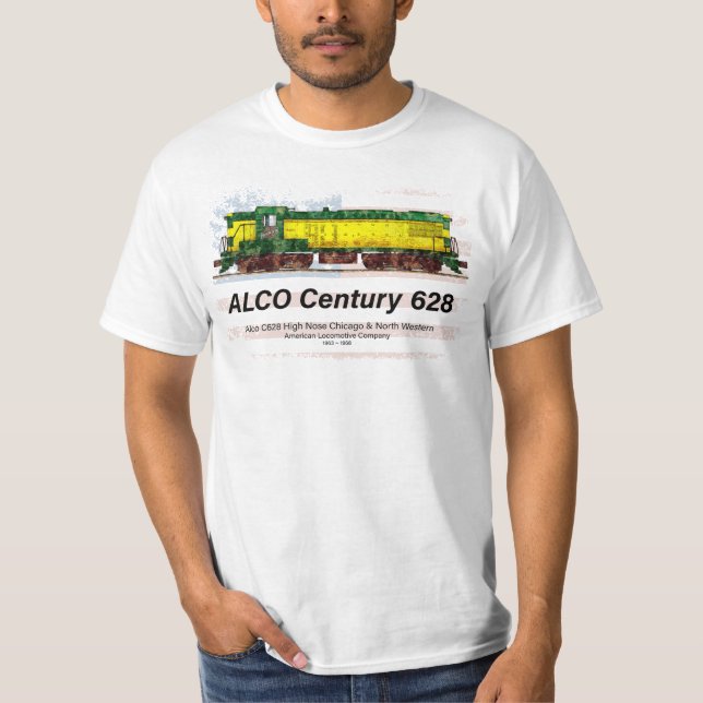 T-shirt Alco C-628 Diesel Locomotive et drapeau américain (Devant)