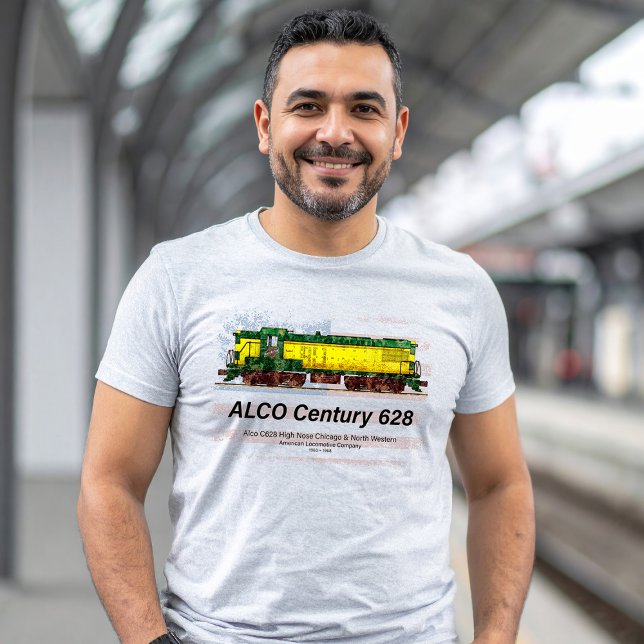 T-shirt Alco C-628 Diesel Locomotive et drapeau américain (Alco C-628 aka Alco Century 628 Diesel Locomotive. Mens Basic T-Shirt)