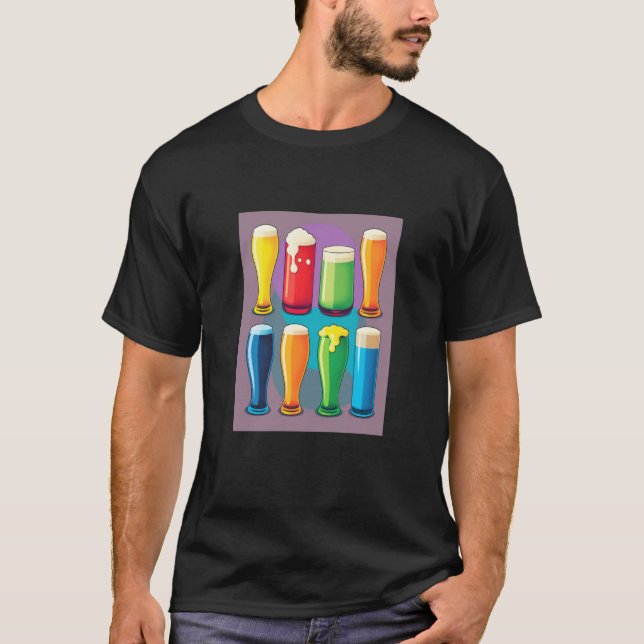 T-shirt Alcoholic Drinks Enthusiast Pop Style Glasses Of B (Devant)