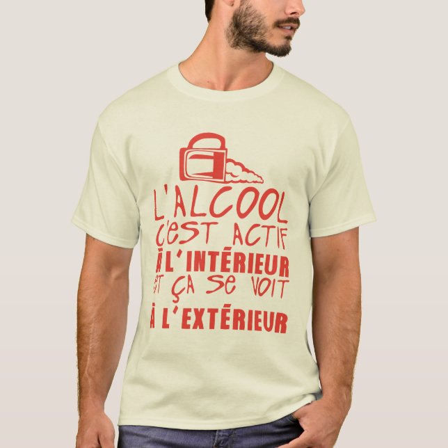 T-shirt alcool actif interieur voit exterieur citation hum (Devant)