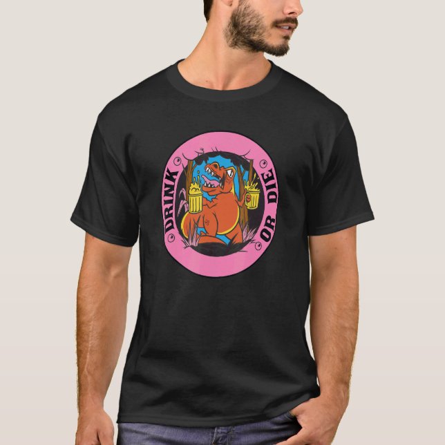 T-shirt Alcool Boisson Alcoolisee  Dinosaure Bière (Devant)