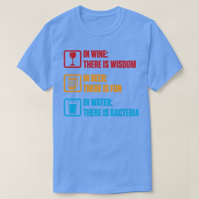 T-shirt Alcool Dans Vin Bière Eau Drôle Hommes Femmes Cade (Design devant)