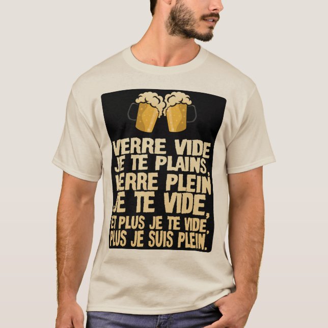 T-shirt alcool humour verre vide plains plein biere citati (Devant)