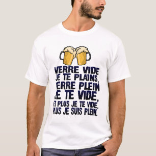 T-shirt alcool humour verre vide plains plein biere citati