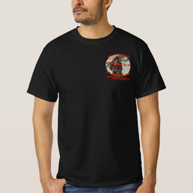 T-shirt Alcool Tabac & Armes à feu qui apporte des frites (Devant)