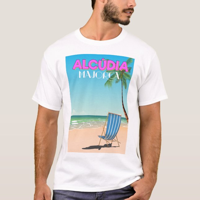 T-shirt Alcúdia Majorque affiche de voyage sur la plage (Devant)