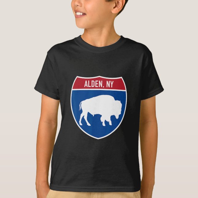 T-shirt Alden New York Buffalo Ny Highway Interstate Sign  (Devant)