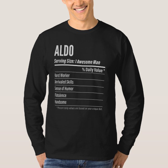 T-shirt Aldo Taille du service Nutrition Étiquette Calorie (Devant)