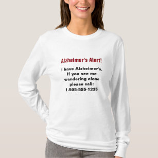 T-shirt Alerte d'Alzheimer avec numéro de téléphone person