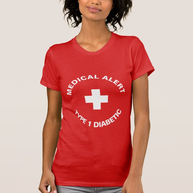 T-shirt Alerte Médicale personnalisée rouge diabétique (Devant)