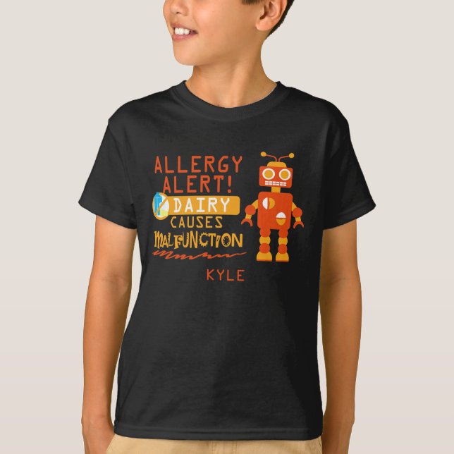 T-shirt Alerte orange personnalisée d'allergie de laiterie (Devant)