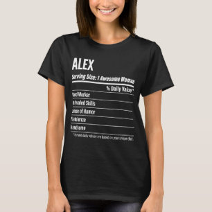 T-shirt Alex Faits nutritionnels Calories de la taille de