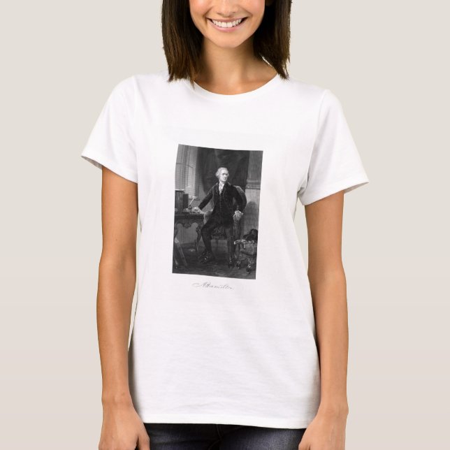 T-shirt Alexander Hamilton s'asseyant à son bureau (Devant)