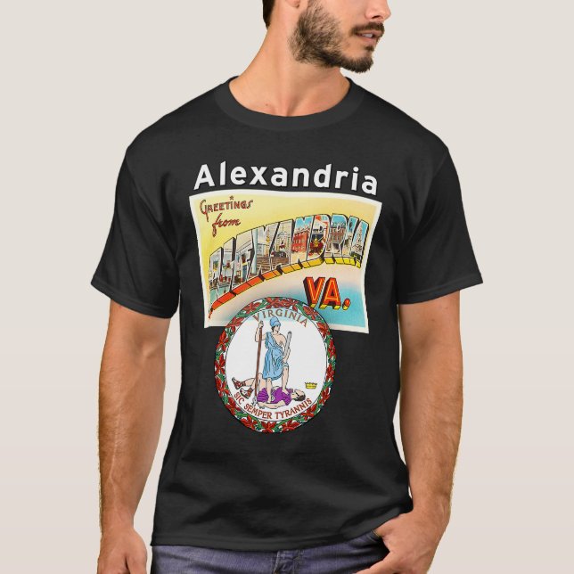 T-shirt Alexandria Virginia VA Grande Lettre Carte Postale (Devant)