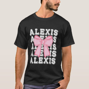 T-shirt ALEXIS Nom Coquette Big Pink Bow Simple mignonne f