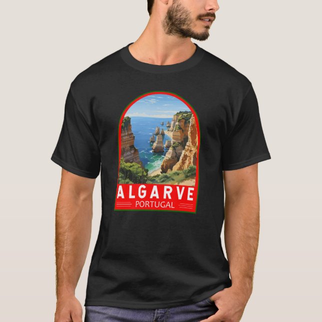 T-shirt Algarve Portugal Travel Art Vintage (Devant)