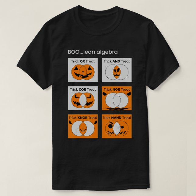 T-shirt Algébrie Booléenne, Trick Ou Treat Citrouille Venn (Design devant)