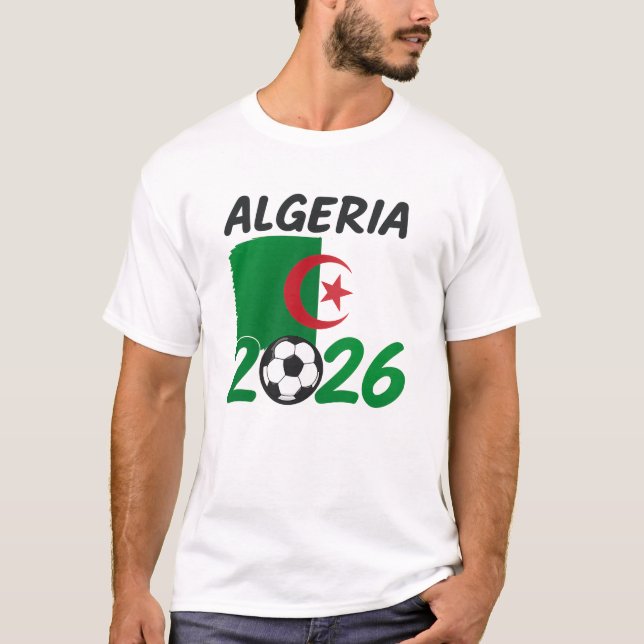 T-shirt Algeria 2026 Soccer Fan Design with Crescent Star  (Devant)