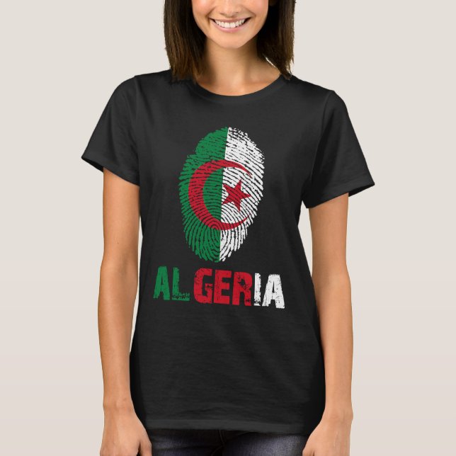T-shirt ALGÉRIE Empreinte digitale Drapeau J'aime Voyage A (Devant)
