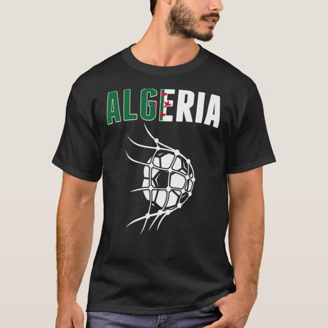 T-shirt Algérie Soccer Ball In Net Soutenez Le Football Al (Devant)