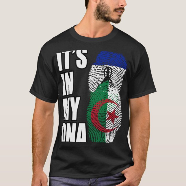 T-shirt Algérien Et Basotho Mélangent Le Drapeau Du Patrim (Devant)