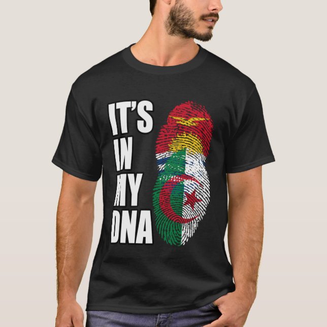 T-shirt Algérien Et Kiribati Mélangent Le Drapeau Du Patri (Devant)